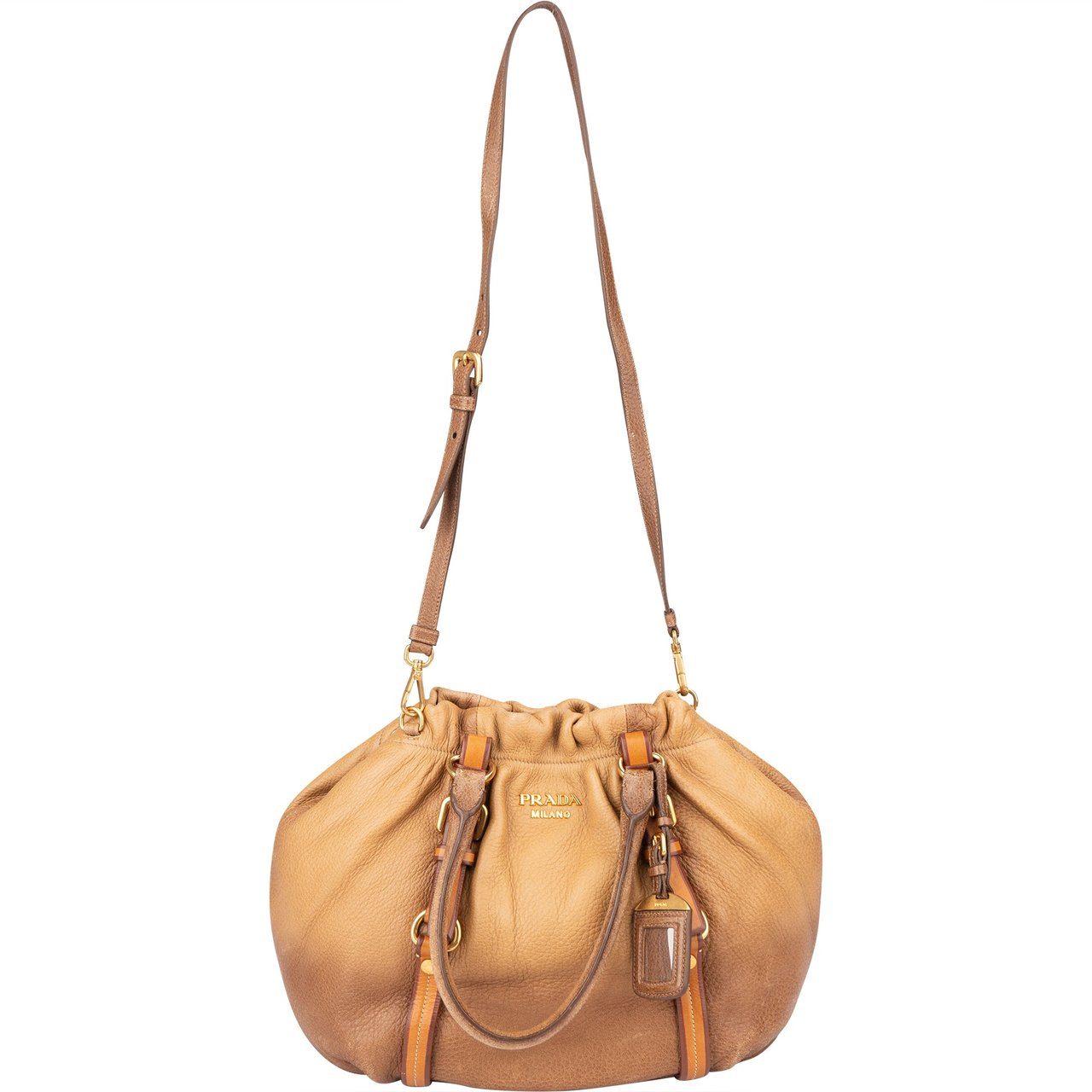 Prada Prada Calfskin Cervo Antik Handbag Bruin