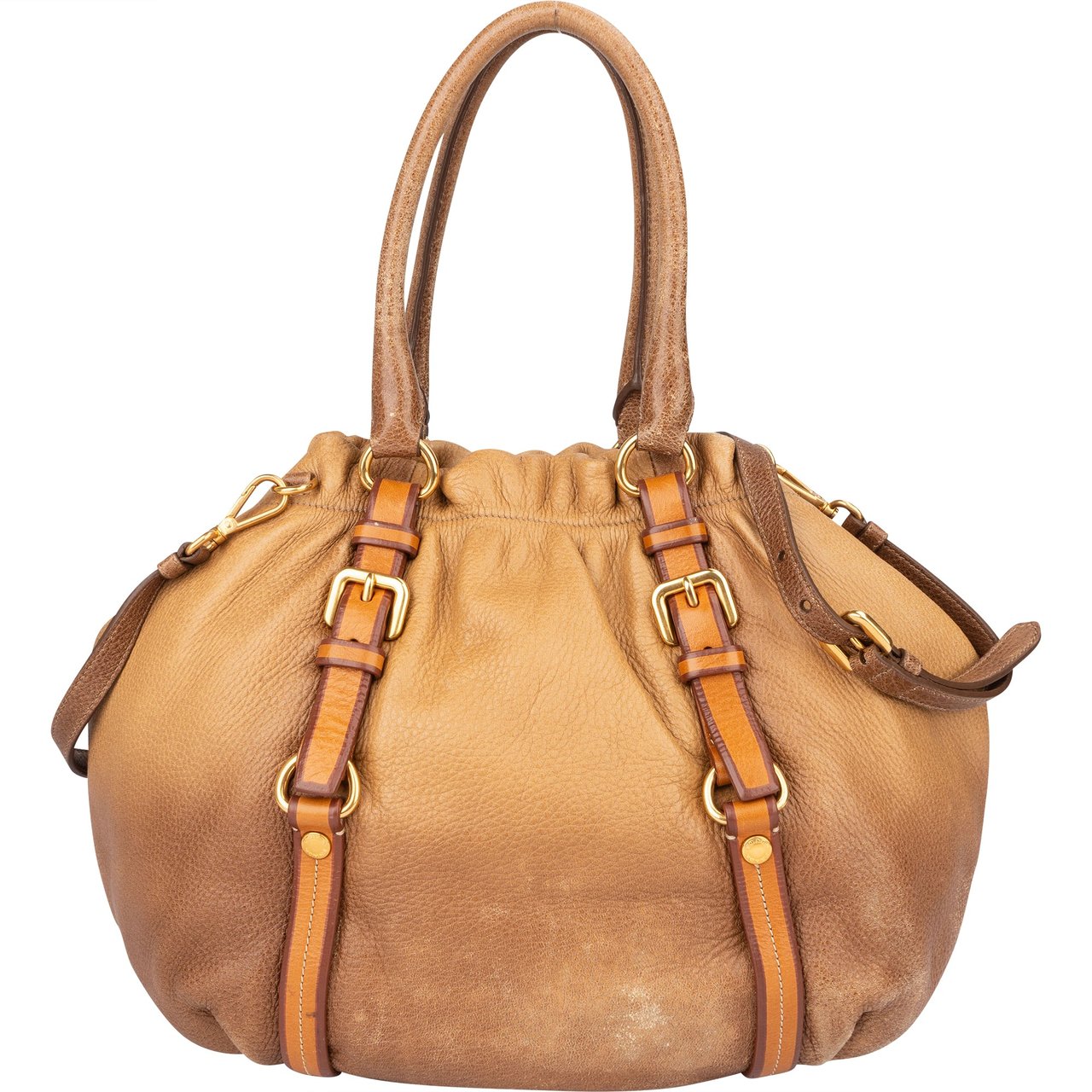 Prada Prada Calfskin Cervo Antik Handbag Bruin