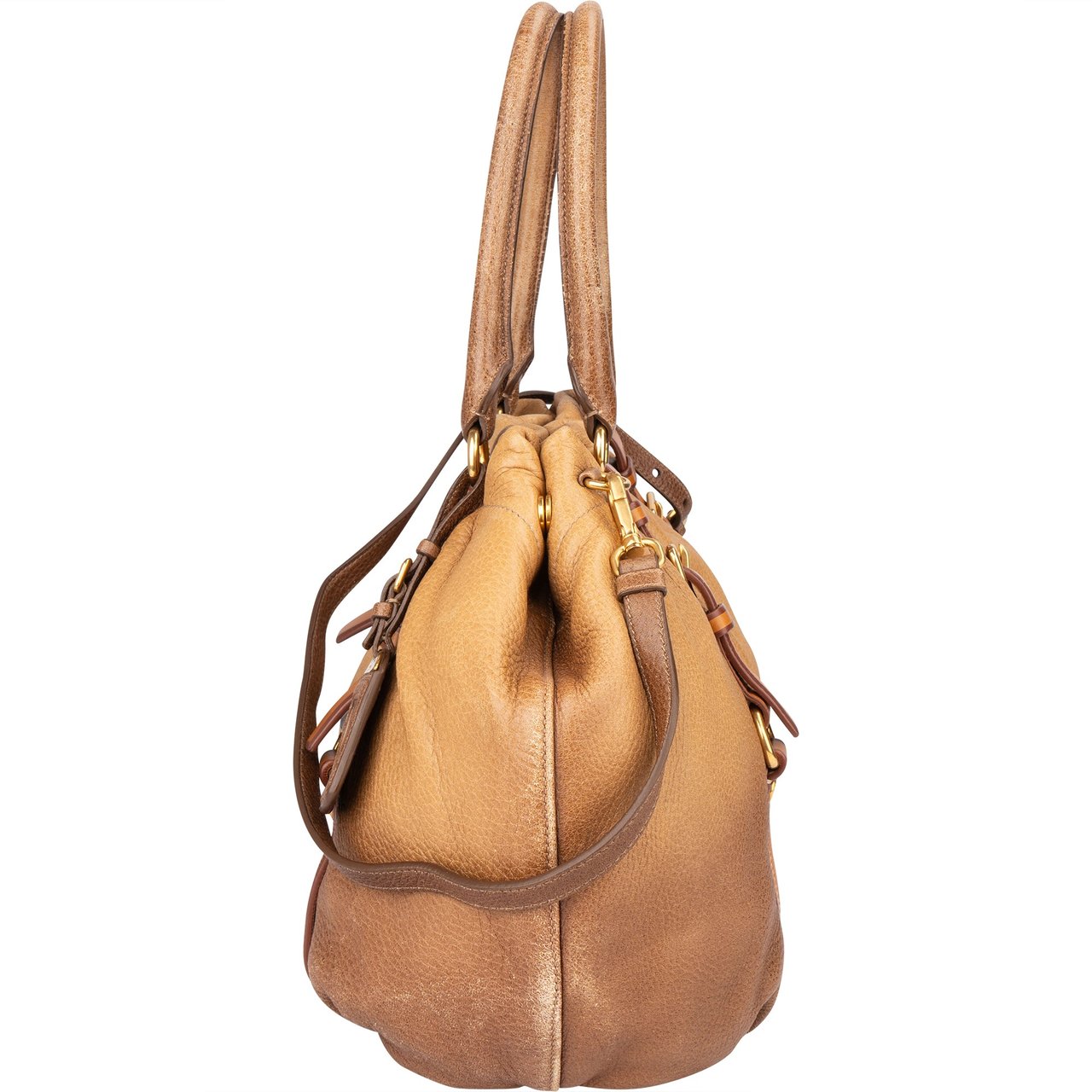 Prada Prada Calfskin Cervo Antik Handbag Bruin