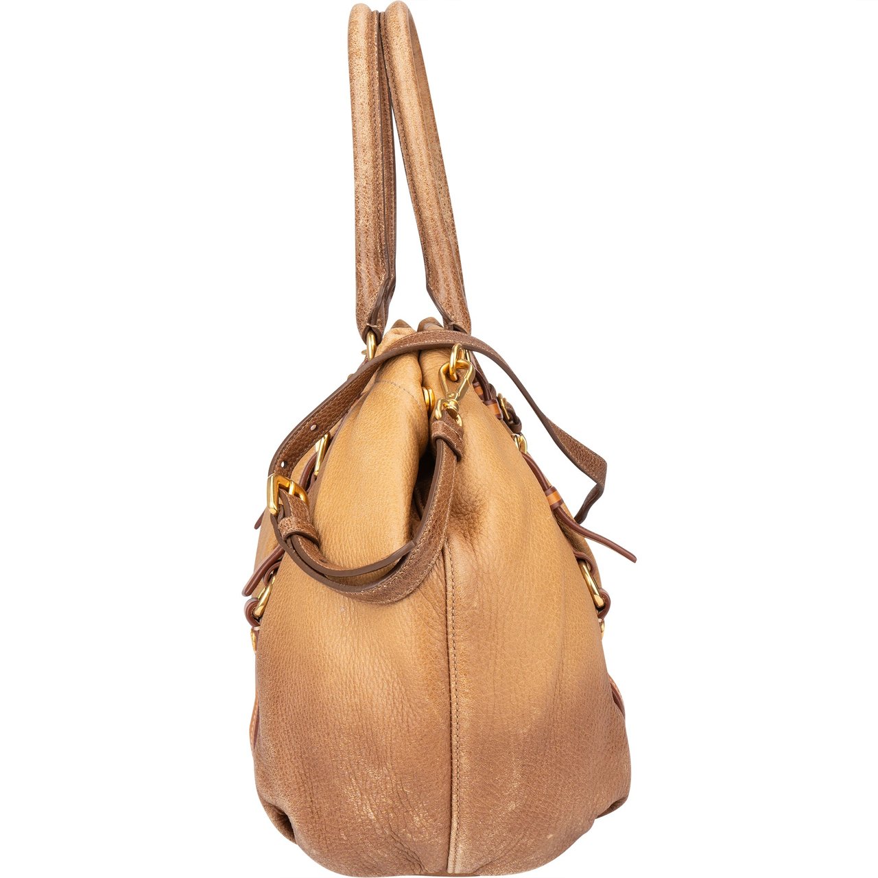 Prada Prada Calfskin Cervo Antik Handbag Bruin