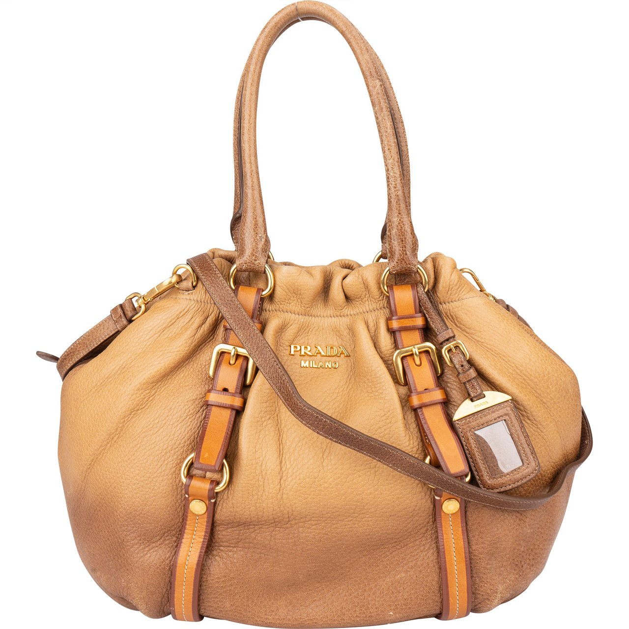 Prada Prada Calfskin Cervo Antik Handbag Bruin