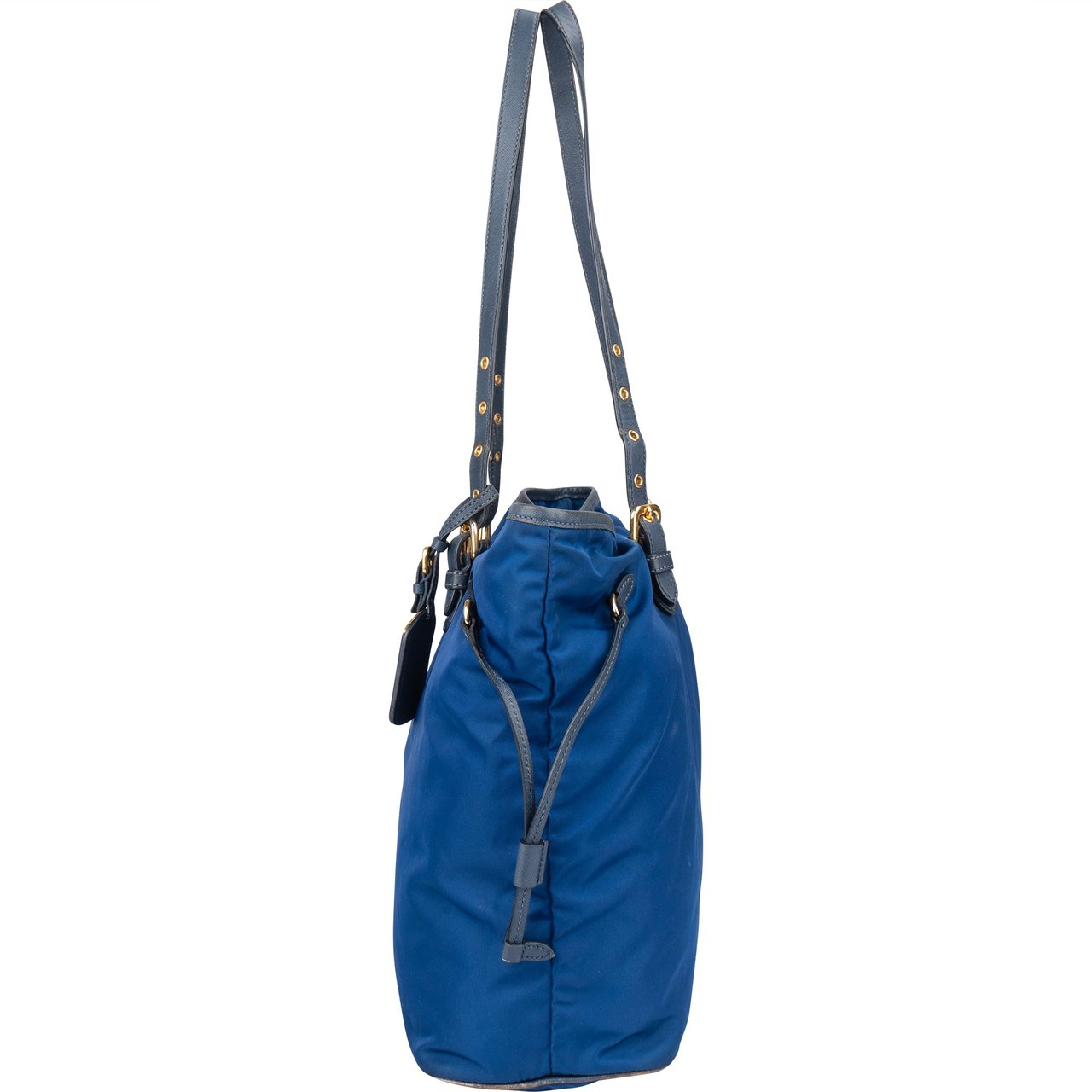 Prada Prada Blue Nylon Saffiano Leather Shopper Handbag Blauw