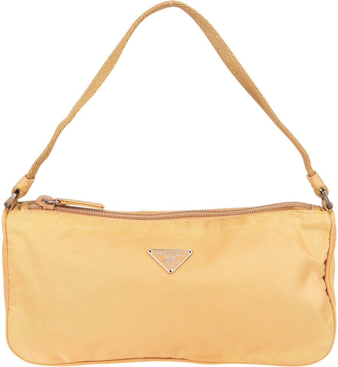 Prada Prada Nylon Triangle Handbag Geel