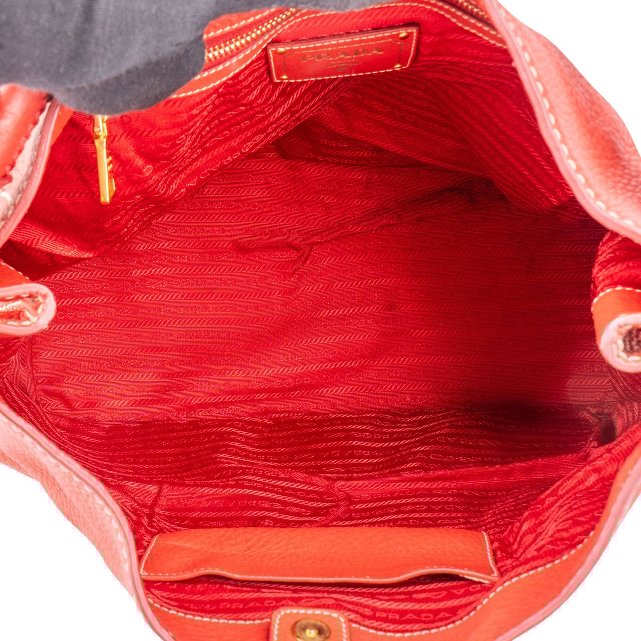 Prada Prada Red Calfskin Daino Handbag Rood