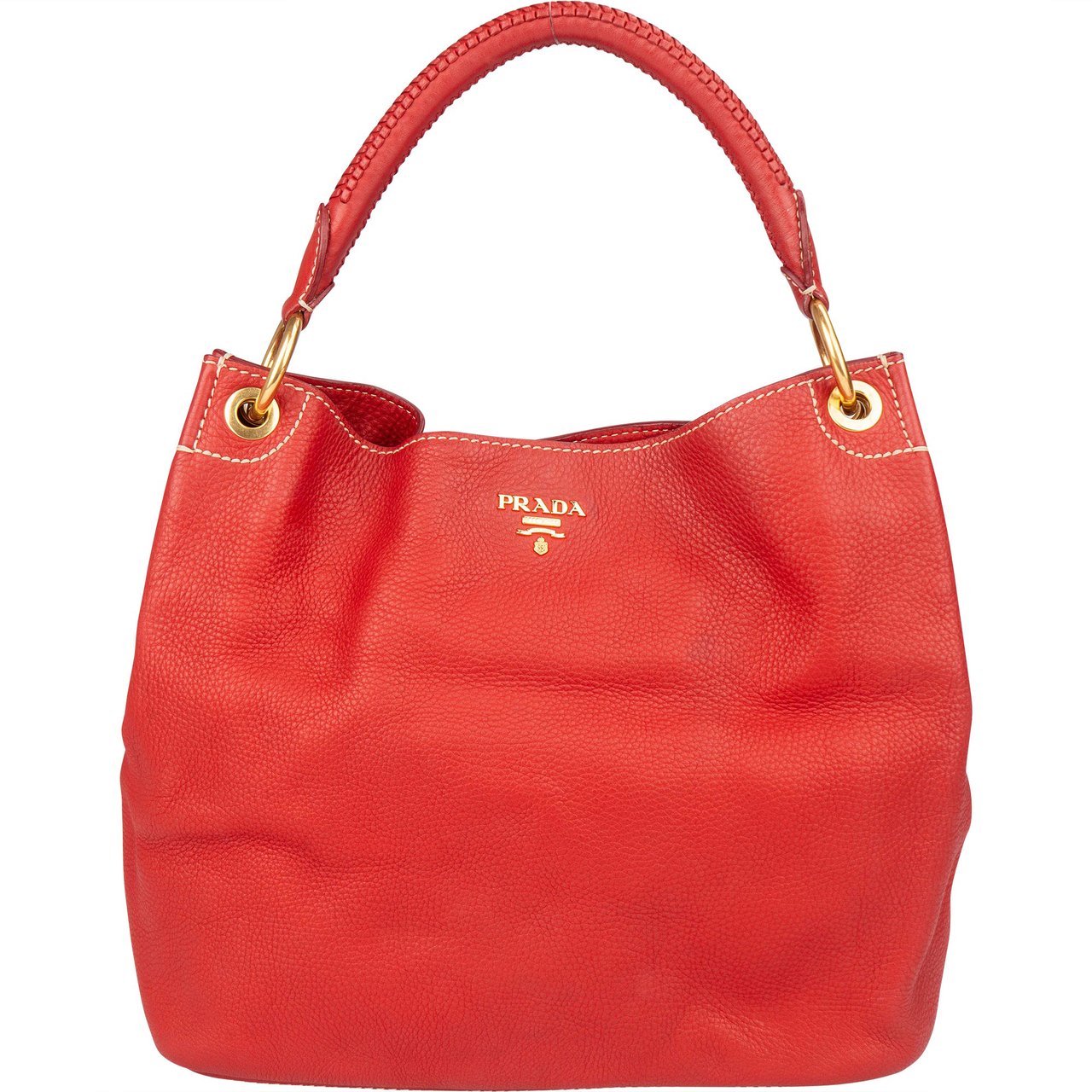Prada Prada Red Calfskin Daino Handbag Rood