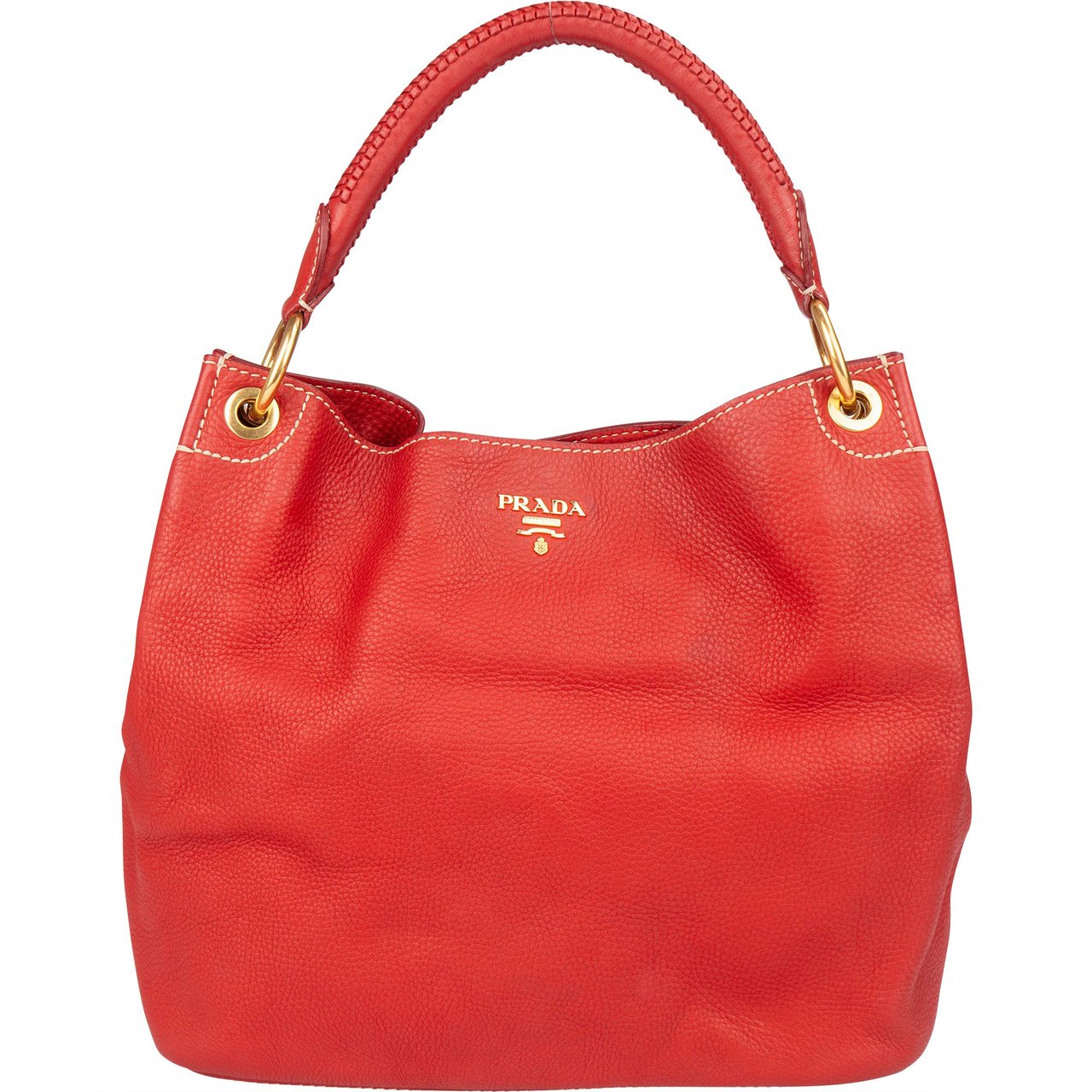 Prada Red Calfskin Daino Handbag Rood