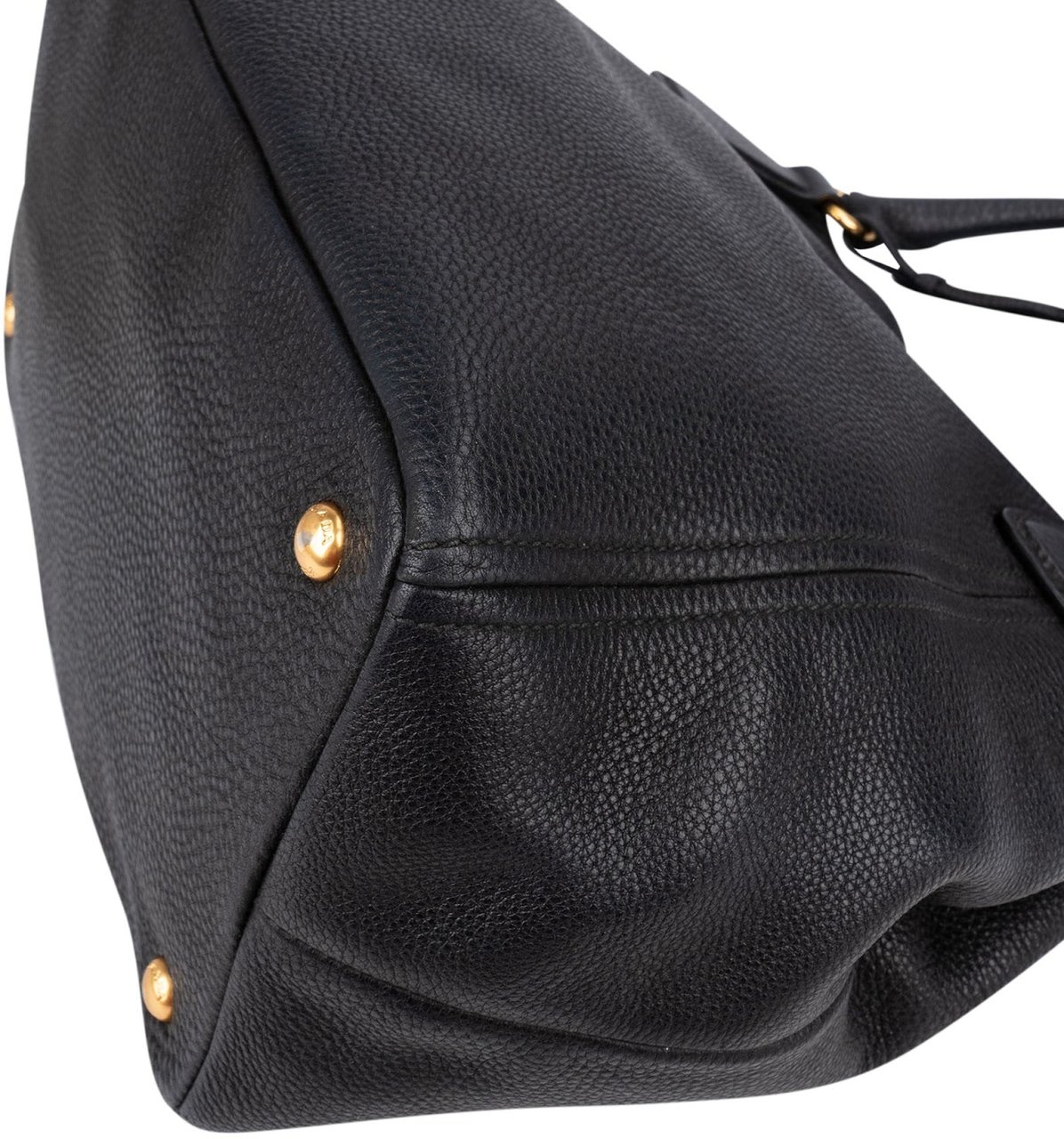 Prada Vitello Daino Leather Hobo Tote Handbag Zwart