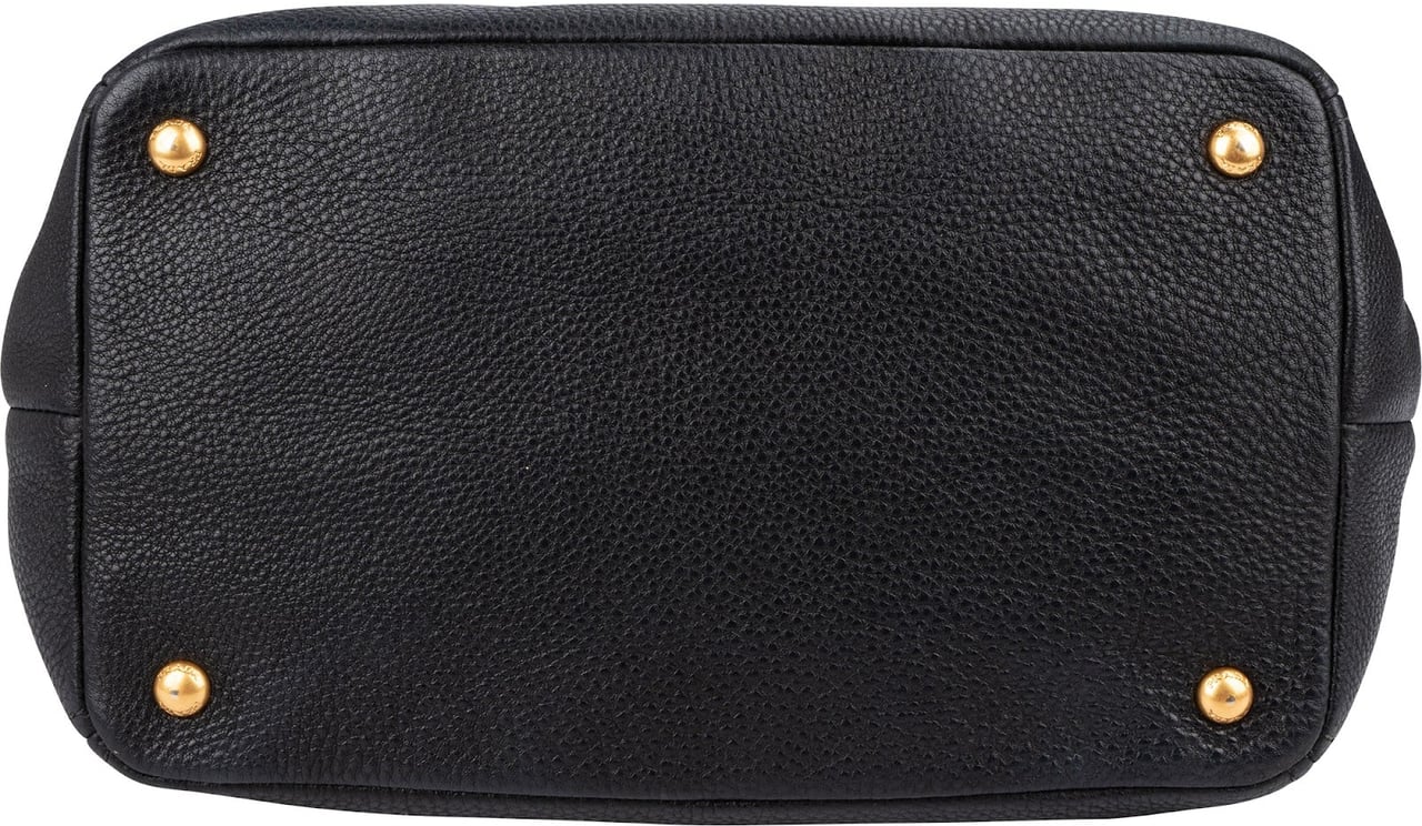 Prada Vitello Daino Leather Hobo Tote Handbag Zwart