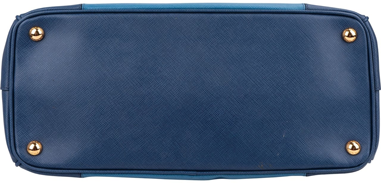 Prada Two Tone Saffiano Leather Galleria Handbag Blauw