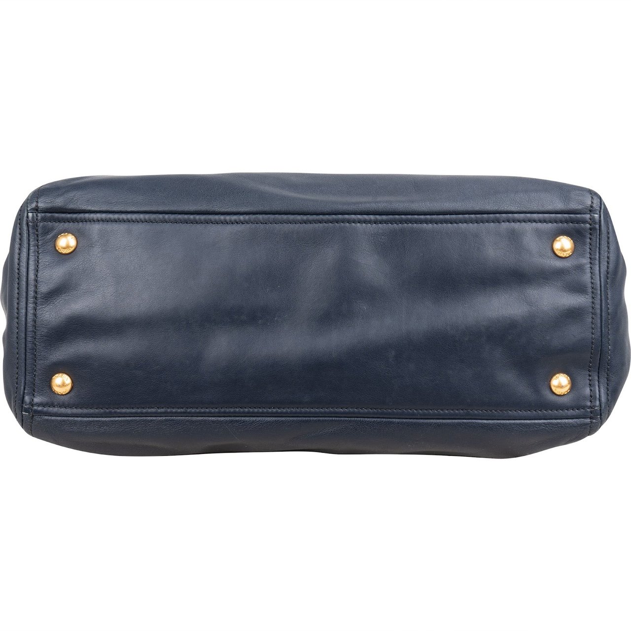 Prada Soft Calf Leather Bauletto Satchel Handbag Navy