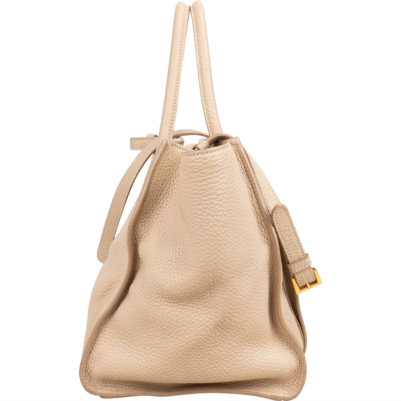 Prada Vitello Daino Leather Twin Pocket Luggage Shopper Handbag Beige