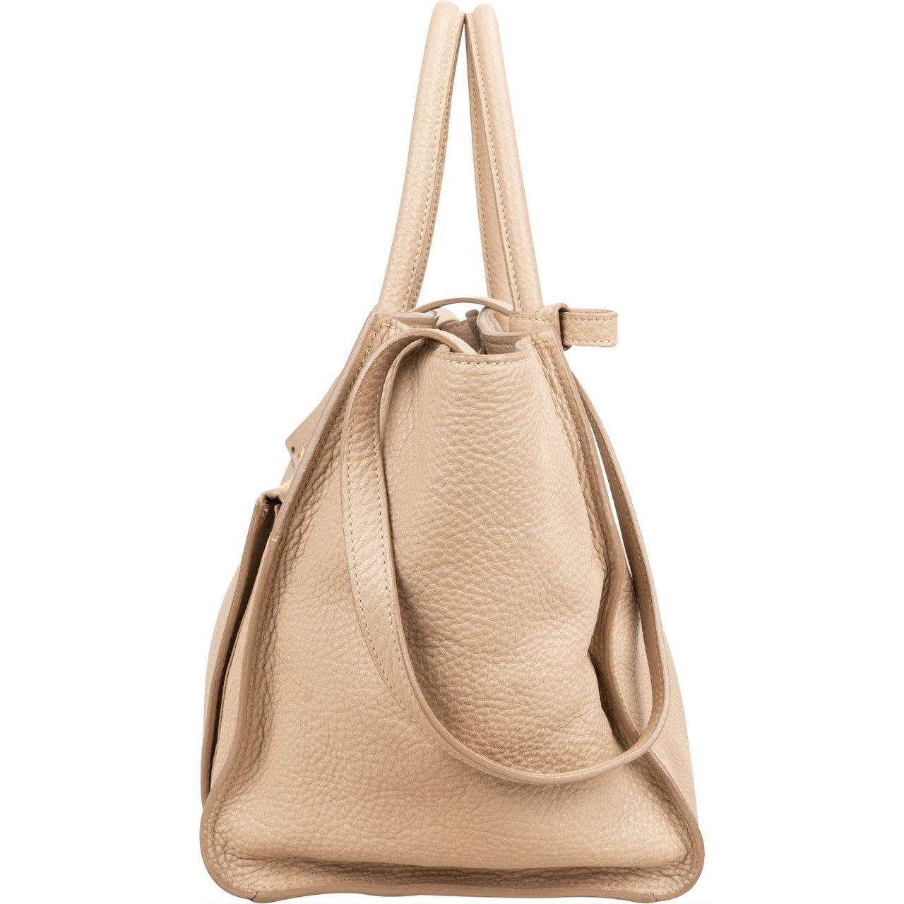 Prada Vitello Daino Leather Twin Pocket Luggage Shopper Handbag Beige