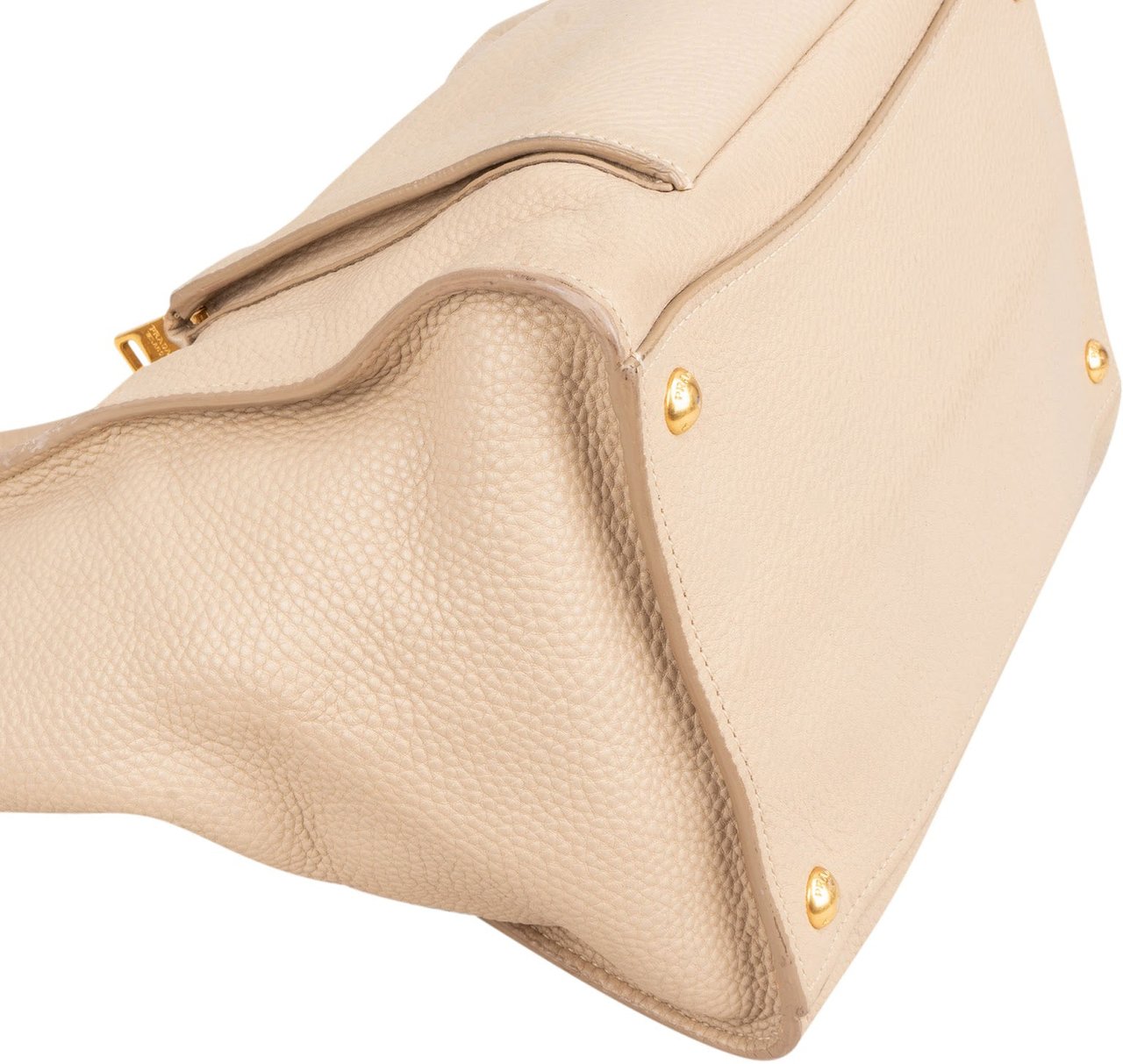 Prada Vitello Daino Leather Twin Pocket Luggage Shopper Handbag Beige