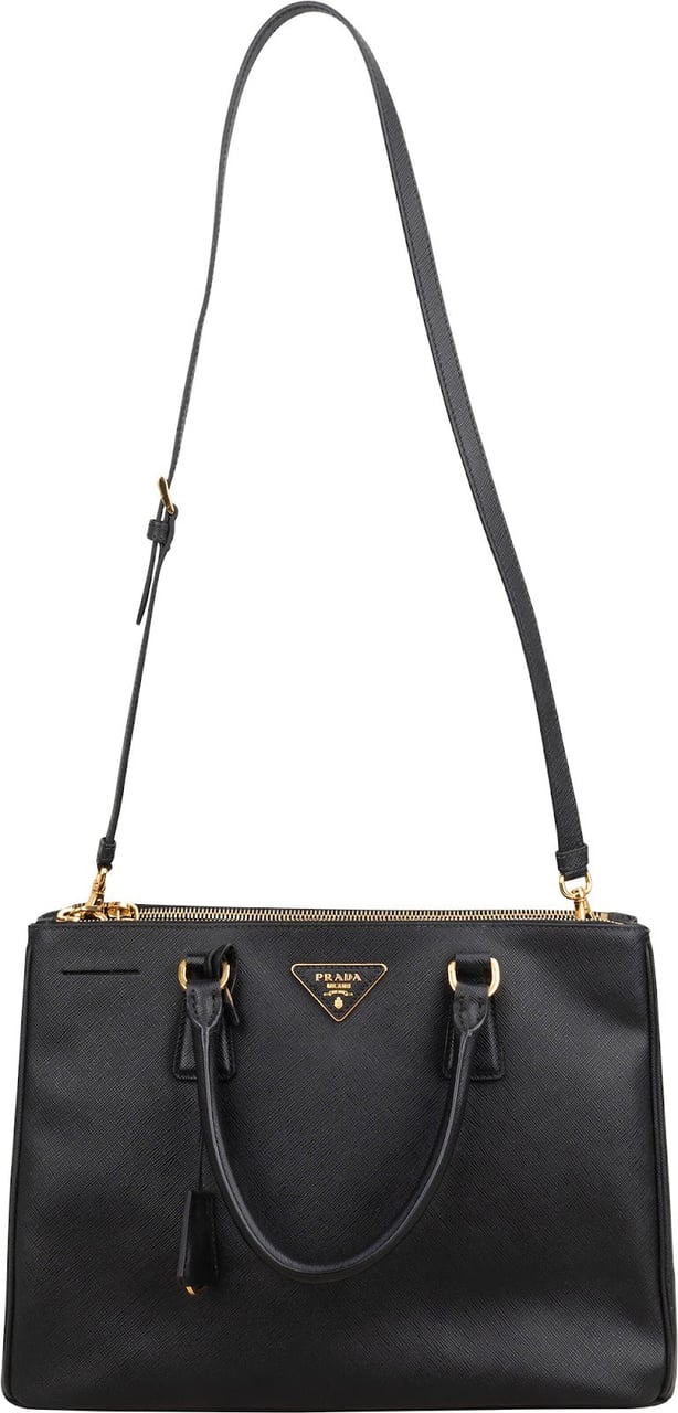 Prada Black Saffiano Leather Galleria Handbag Zwart