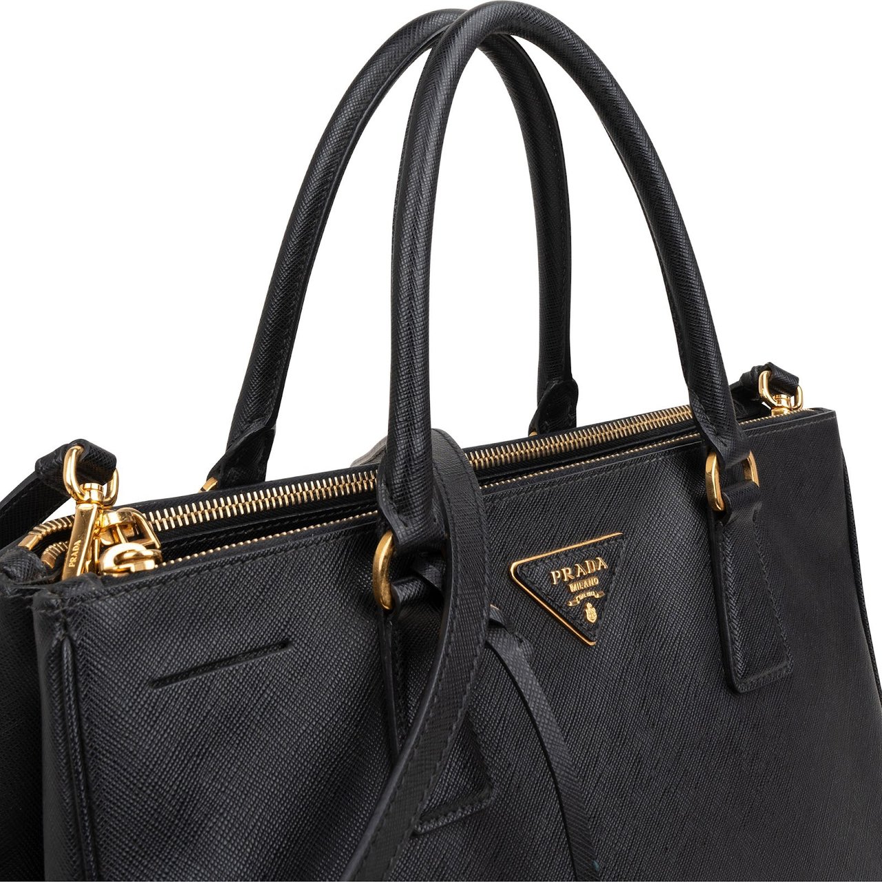 Prada Black Saffiano Leather Galleria Handbag Zwart