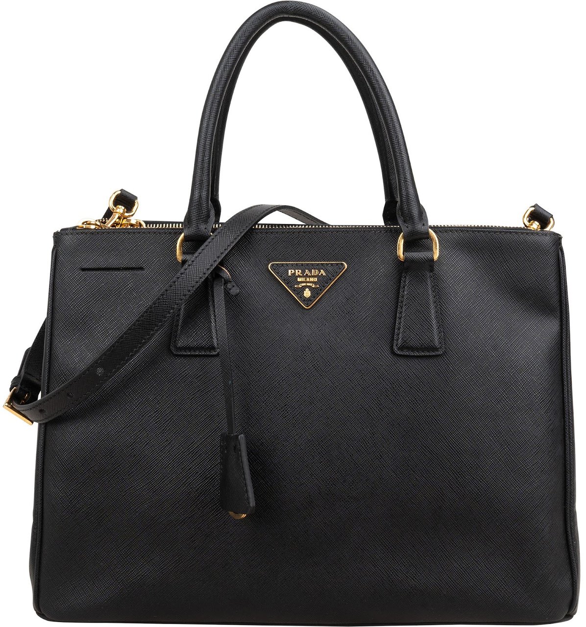 Prada Black Saffiano Leather Galleria Handbag Zwart