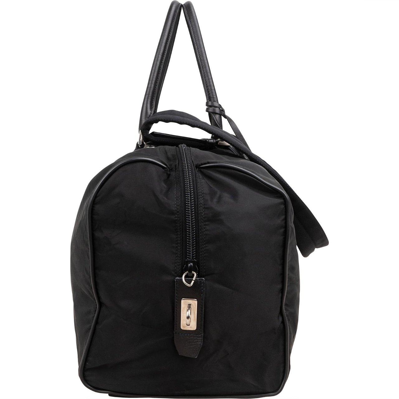 Prada Nylon Triangle Duffle Weekender 50 Travel Bag Zwart