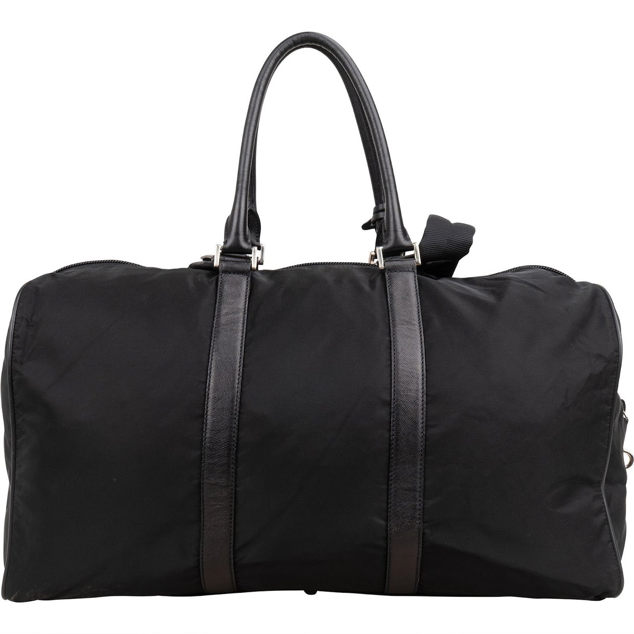 Prada Nylon Triangle Duffle Weekender 50 Travel Bag Zwart