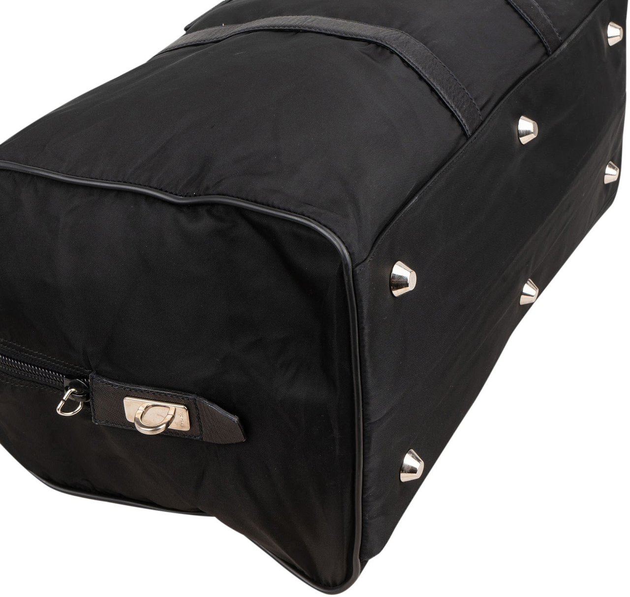 Prada Nylon Triangle Duffle Weekender 50 Travel Bag Zwart