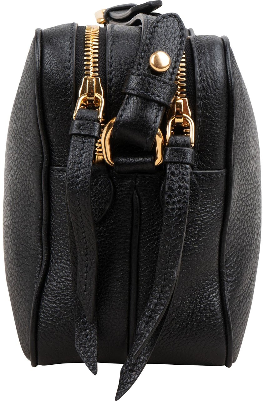 Prada Vitello Daino Leather Camera Crossbody Bag Zwart