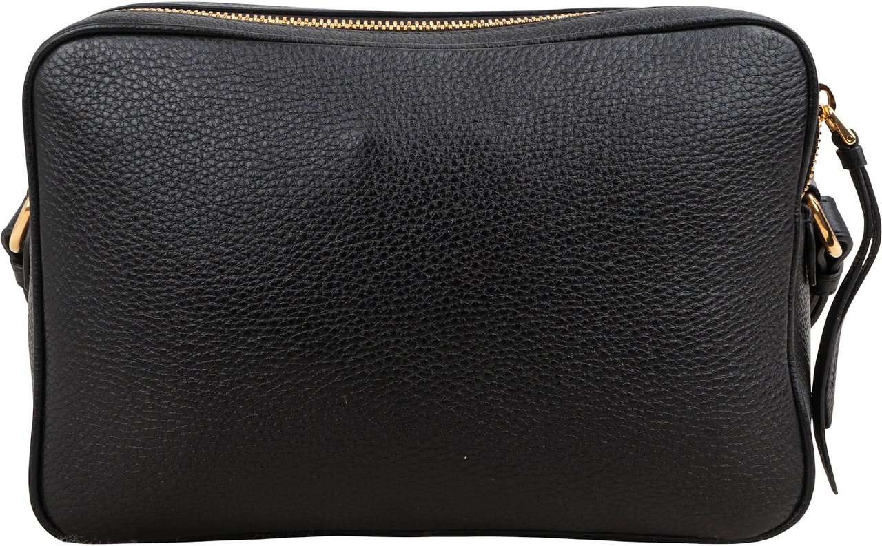 Prada Vitello Daino Leather Camera Crossbody Bag Zwart