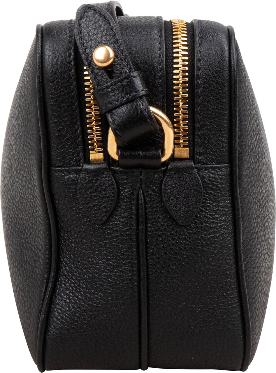 Prada Vitello Daino Leather Camera Crossbody Bag Zwart