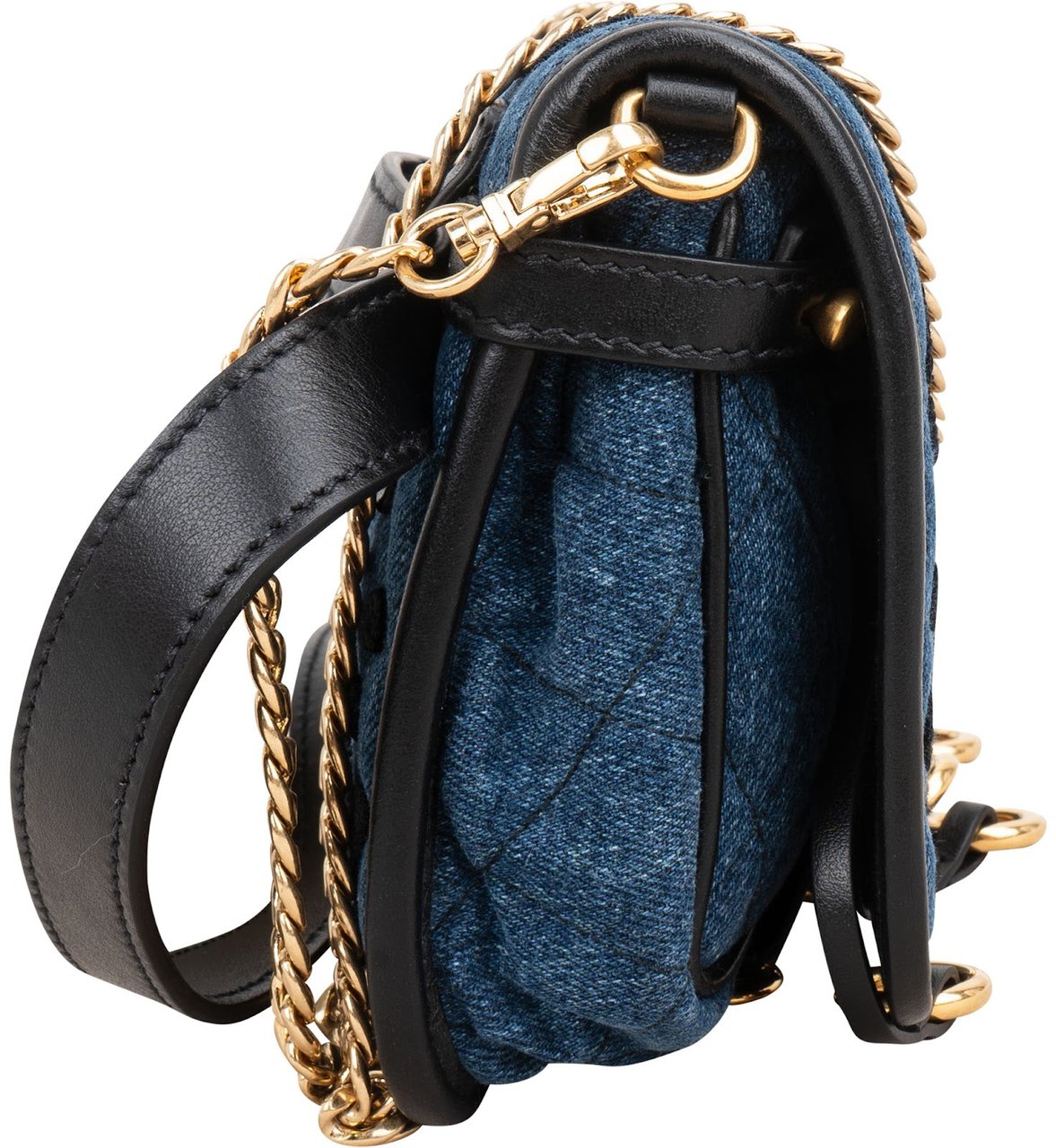 Prada Multicolor Embroidered Denim Cahier Belt Crossbody Bag Blauw