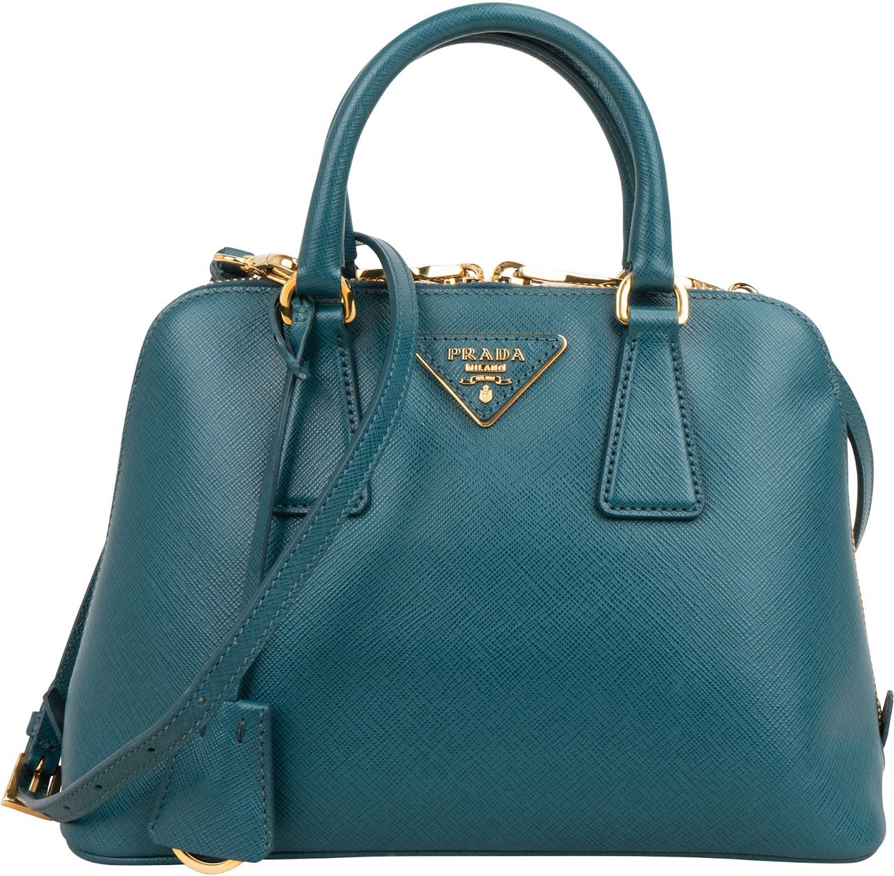 Prada Saffiano Leather Promende Handbag Blauw
