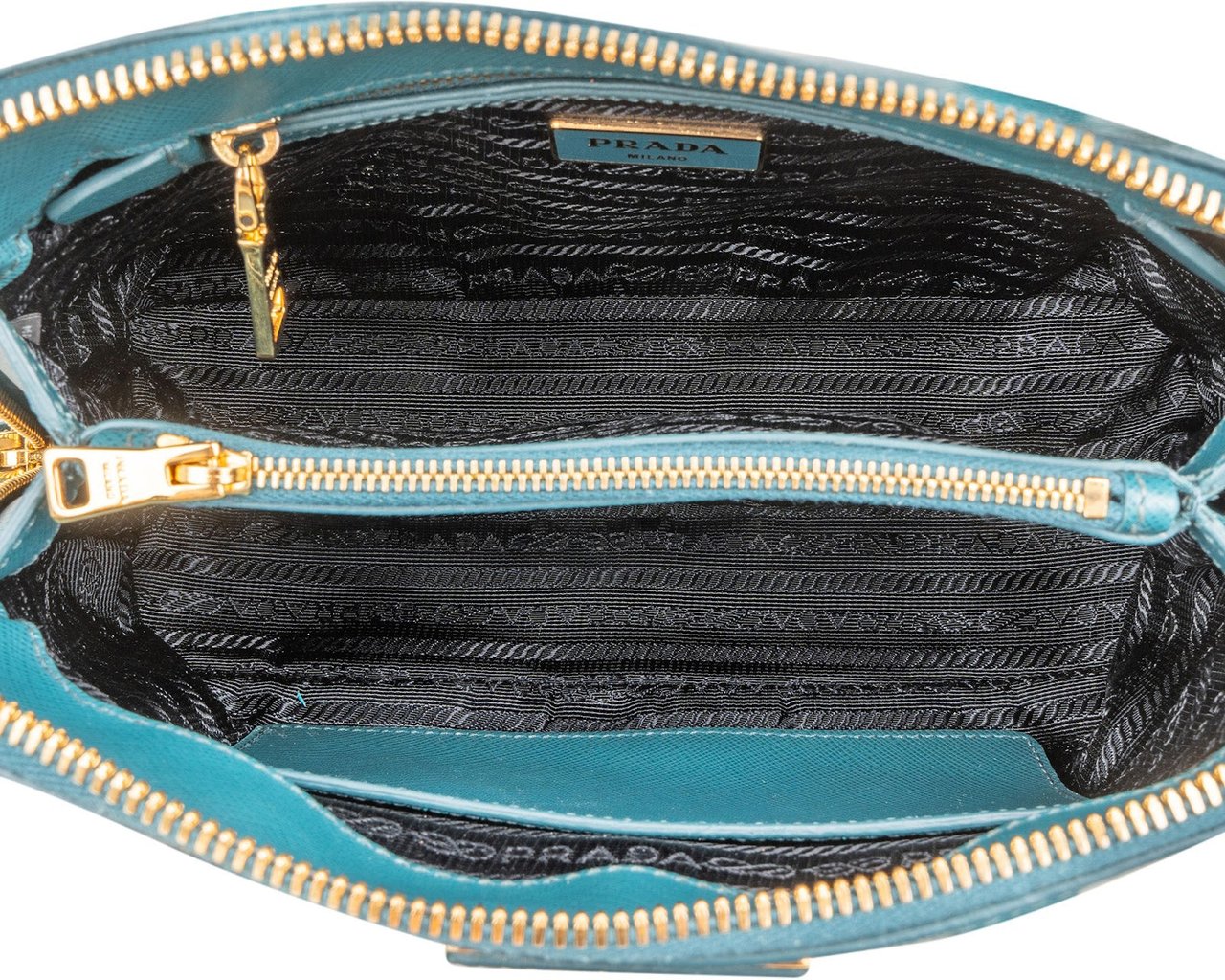 Prada Saffiano Leather Promende Handbag Blauw