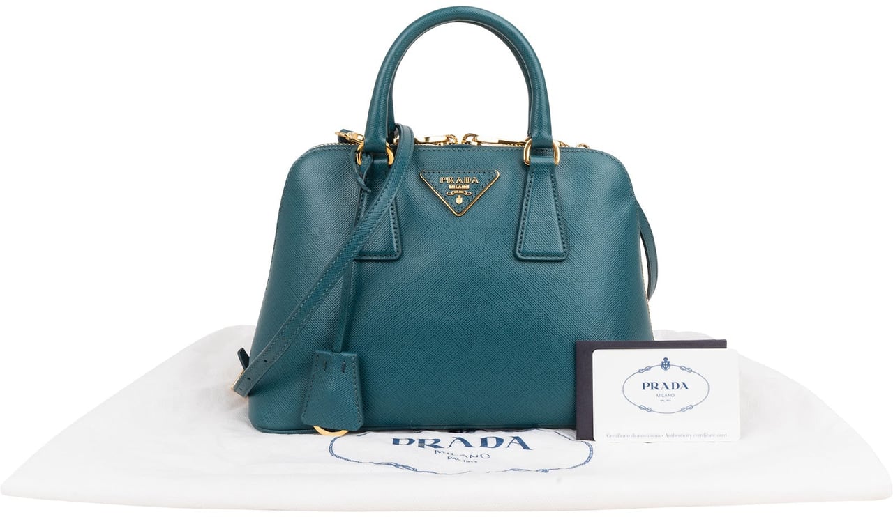 Prada Saffiano Leather Promende Handbag Blauw