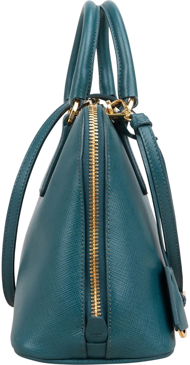 Prada Saffiano Leather Promende Handbag Blauw