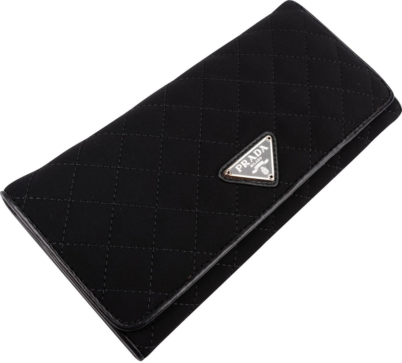 Prada Black Quilted Tessuto Triangle Wallet Zwart