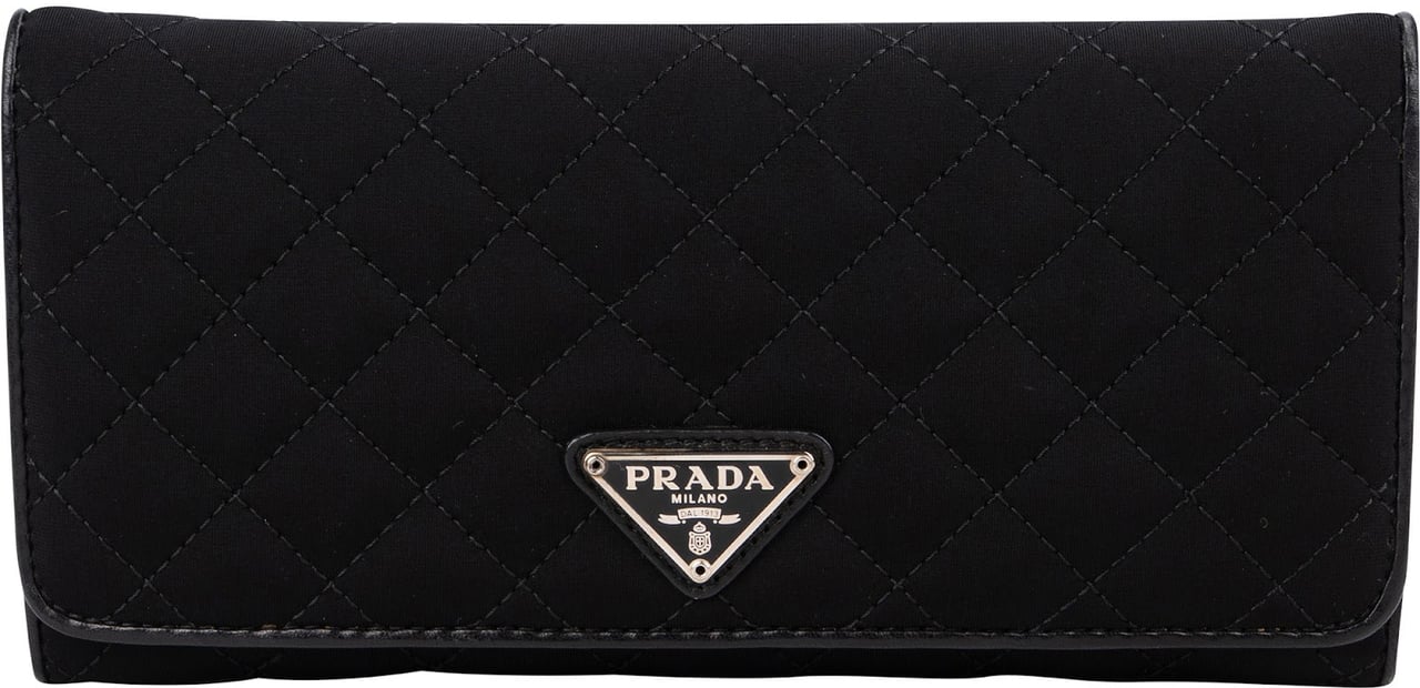 Prada Black Quilted Tessuto Triangle Wallet Zwart