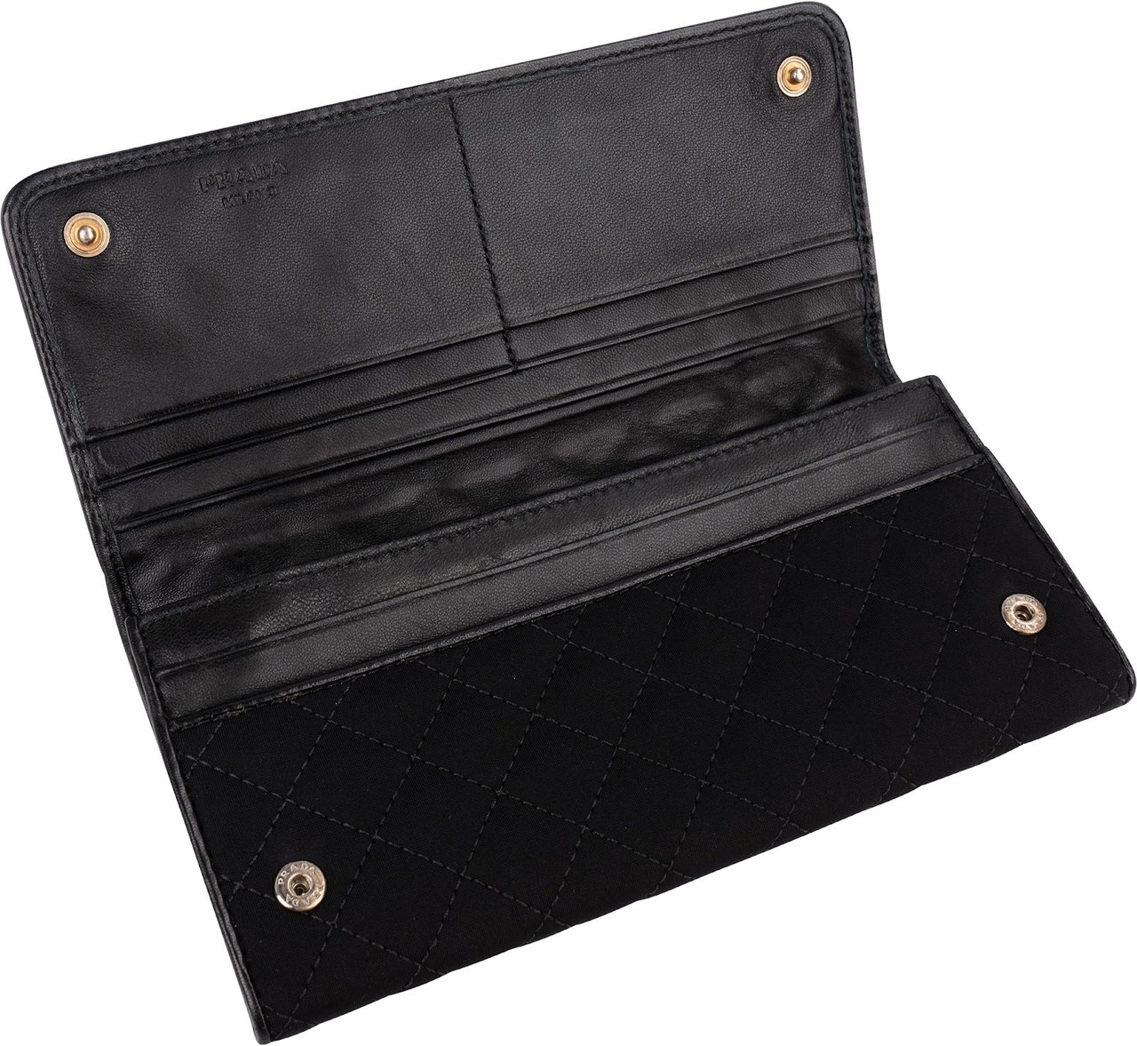 Prada Black Quilted Tessuto Triangle Wallet Zwart