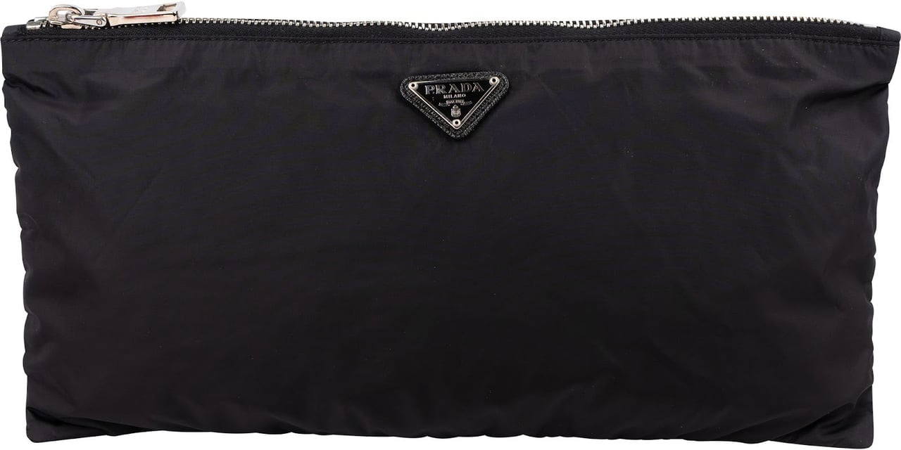Prada Black Tessuto Triangle Pouch Zwart