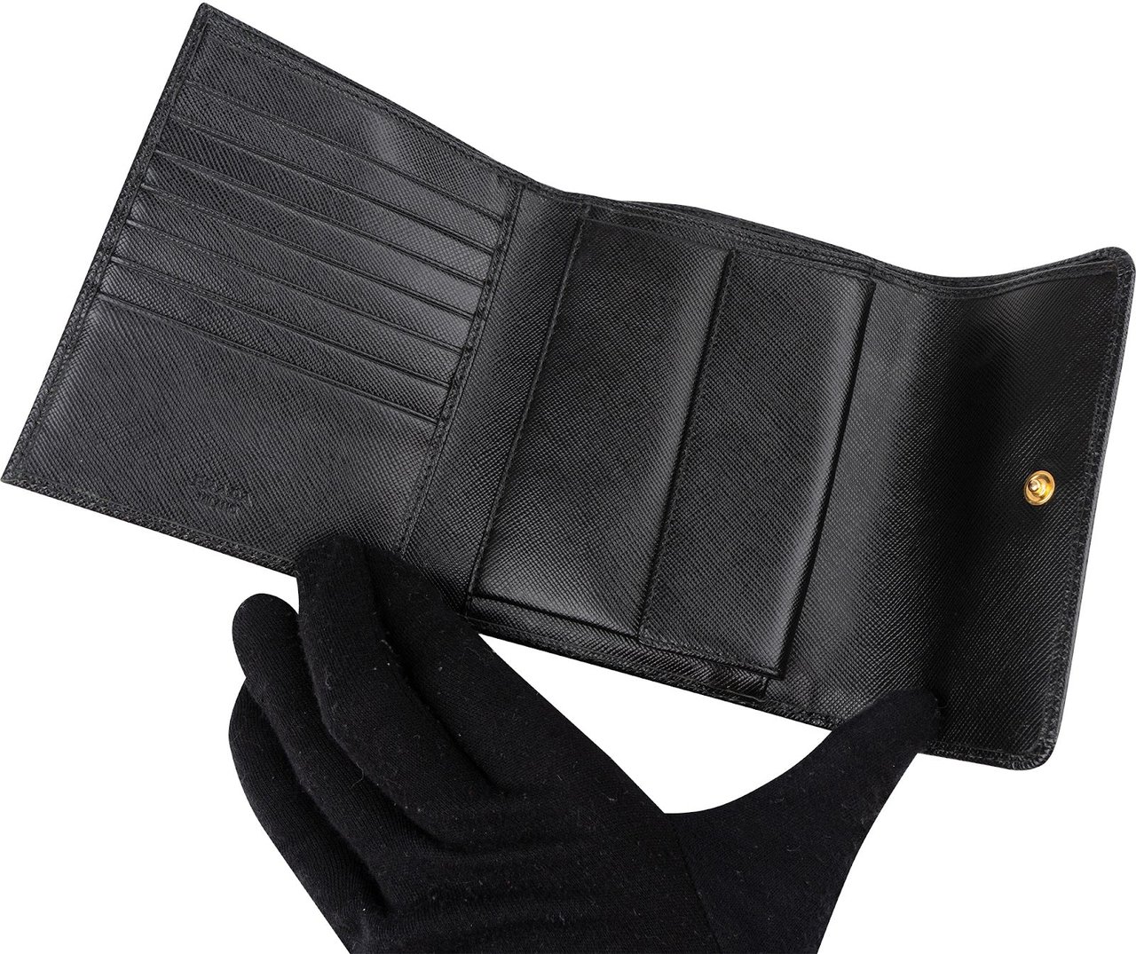 Prada Black Saffiano Bifold Wallet Zwart