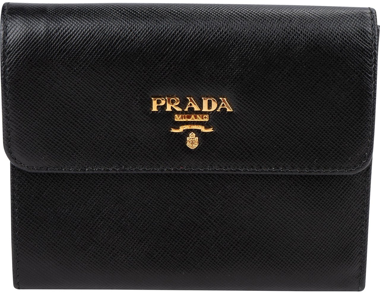 Prada Black Saffiano Bifold Wallet Zwart