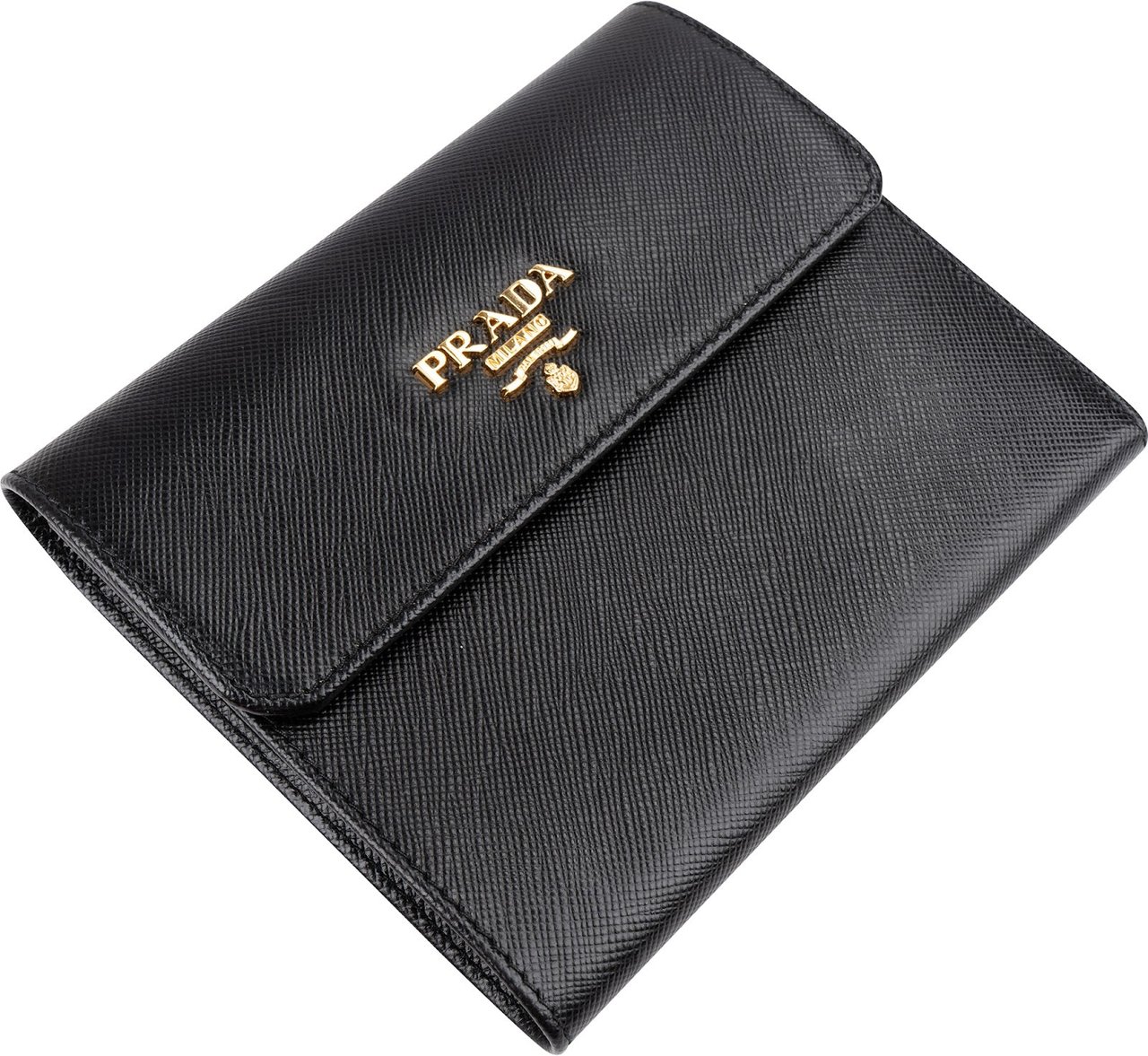 Prada Black Saffiano Bifold Wallet Zwart