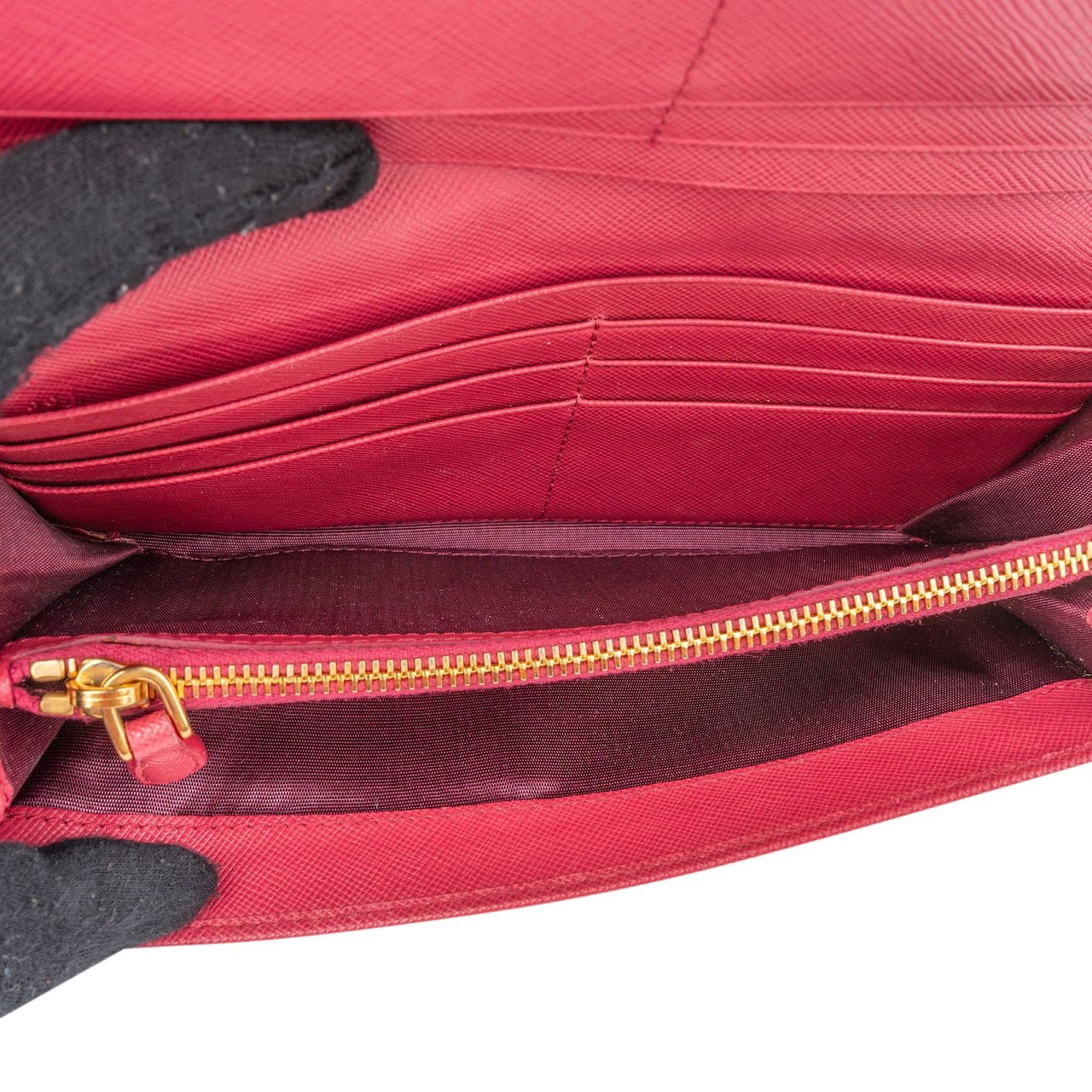 Prada Pink Saffiano Leather Continental Wallet Rood