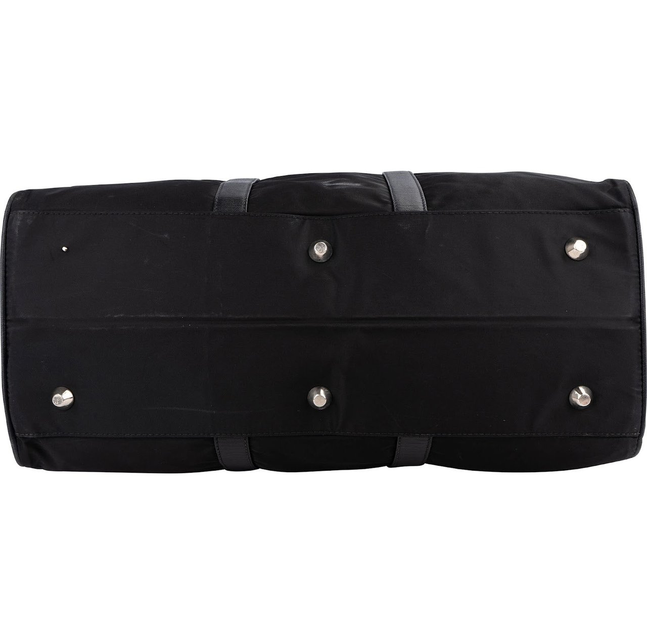 Prada Tessuto Nylon Saffiano Leather Duffle 50 Travel Bag Zwart