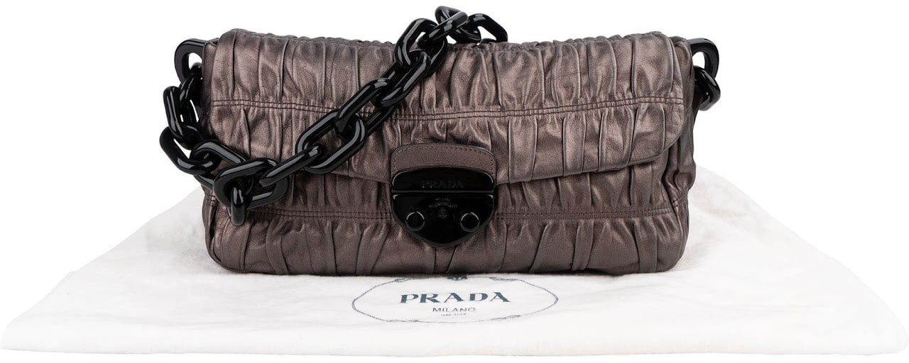 Prada Nappa Gaufre Leather Chain Bag Shoulder Bag Bruin