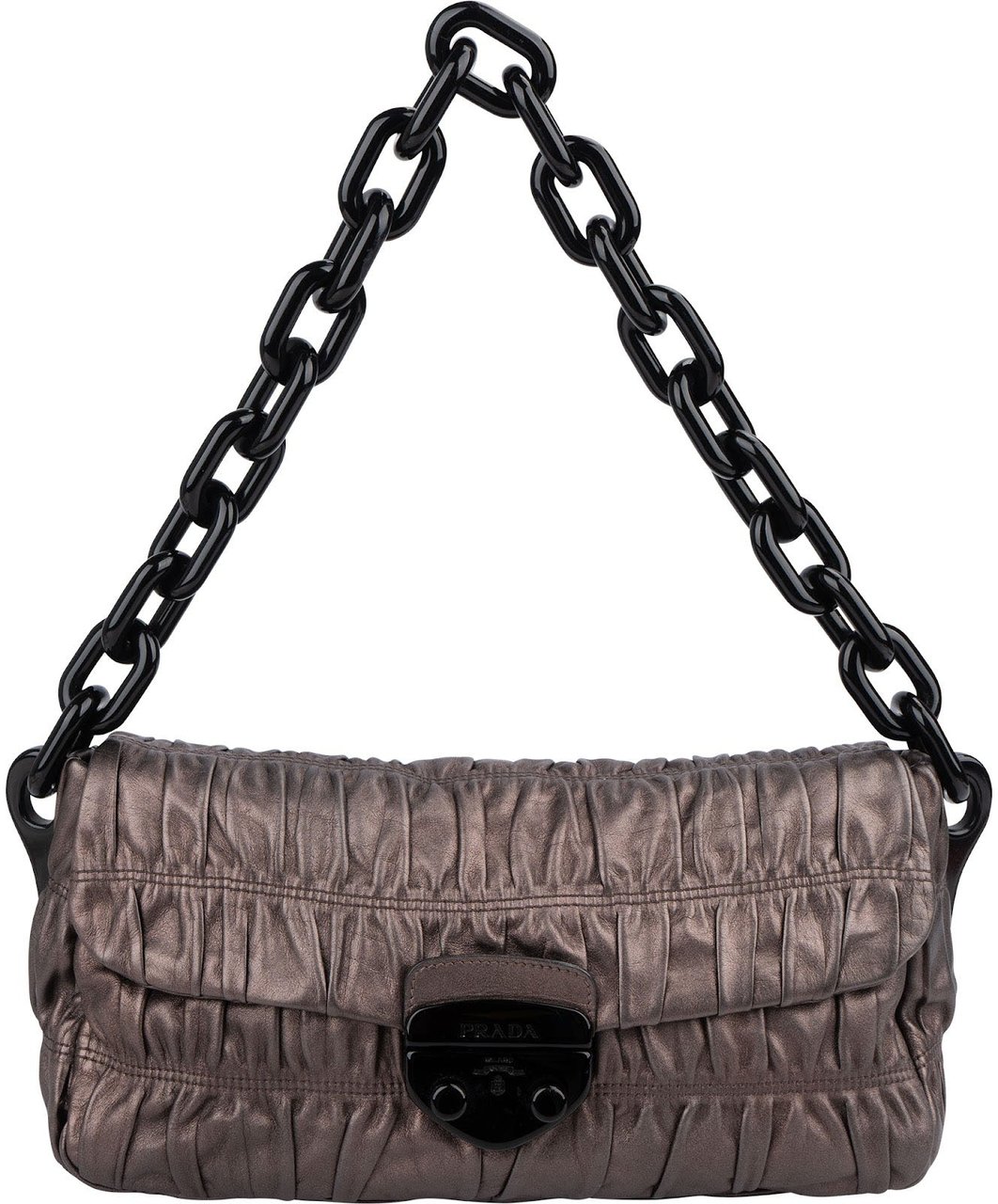 Prada Nappa Gaufre Leather Chain Bag Shoulder Bag Bruin