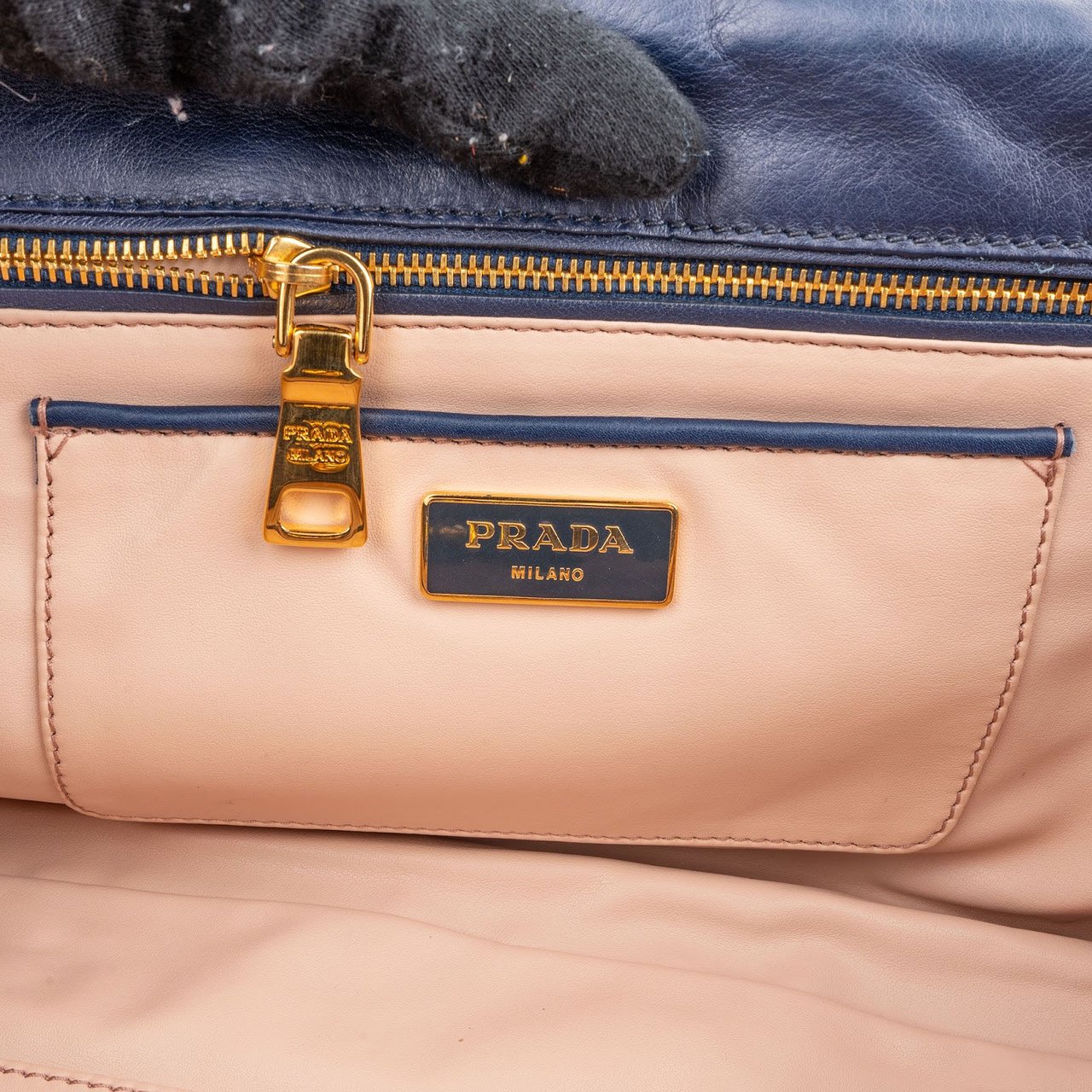 Prada Denim Gauffre Jumbo Clutch Bag Blauw