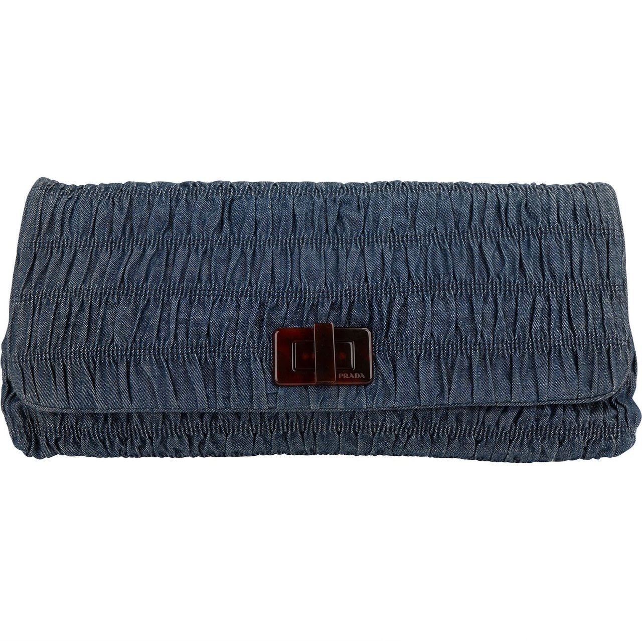 Prada Denim Gauffre Jumbo Clutch Bag Blauw