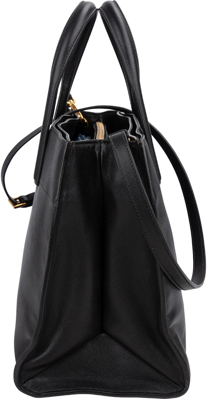 Prada Black Saffiano Leather Galleria Tote Handbag Zwart