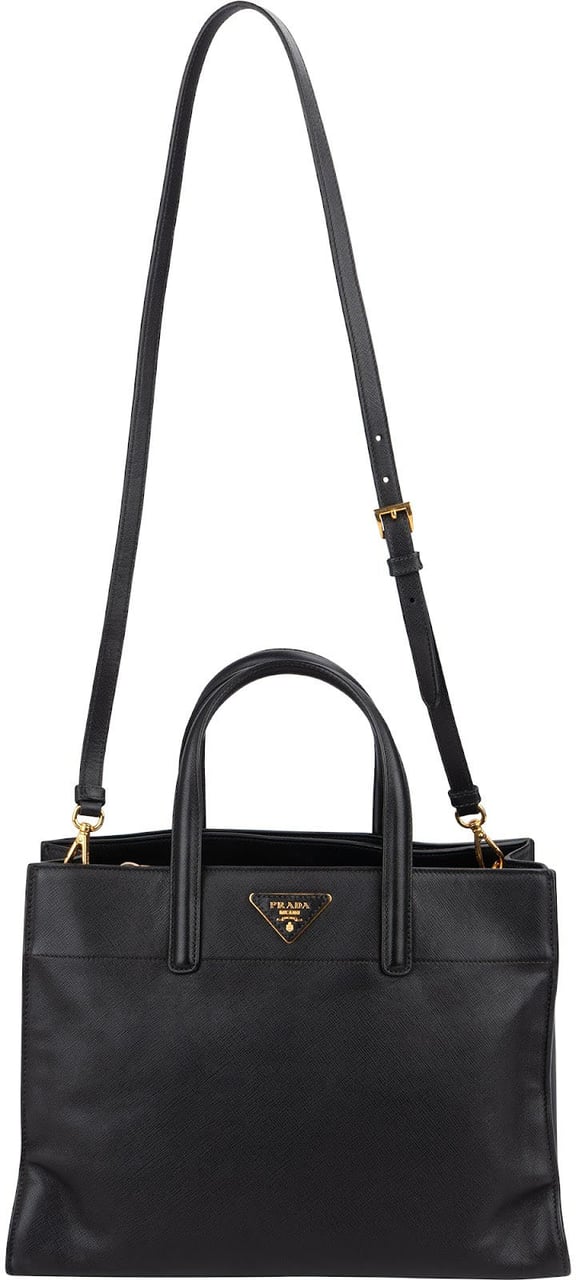 Prada Black Saffiano Leather Galleria Tote Handbag Zwart