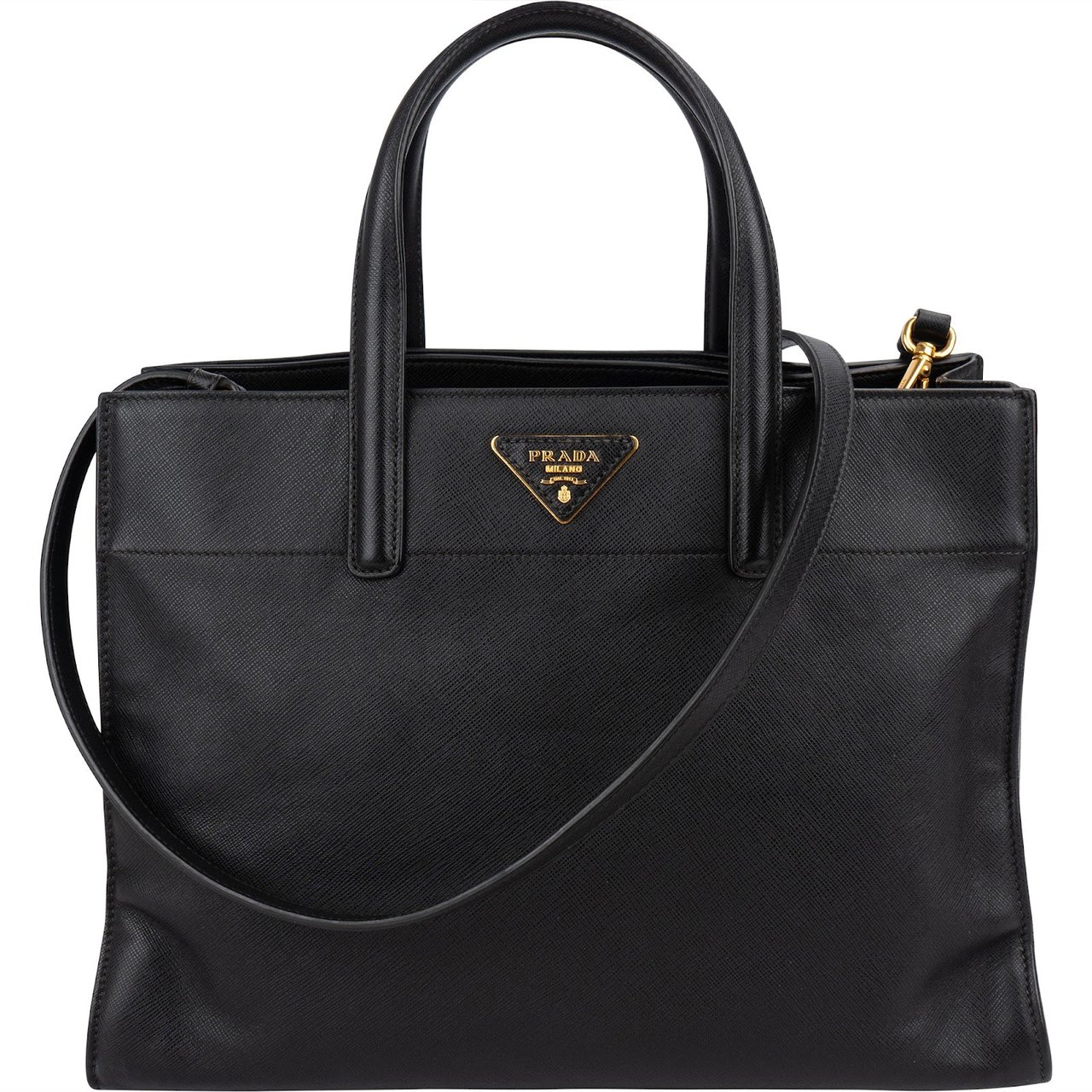 Prada Black Saffiano Leather Galleria Tote Handbag Zwart
