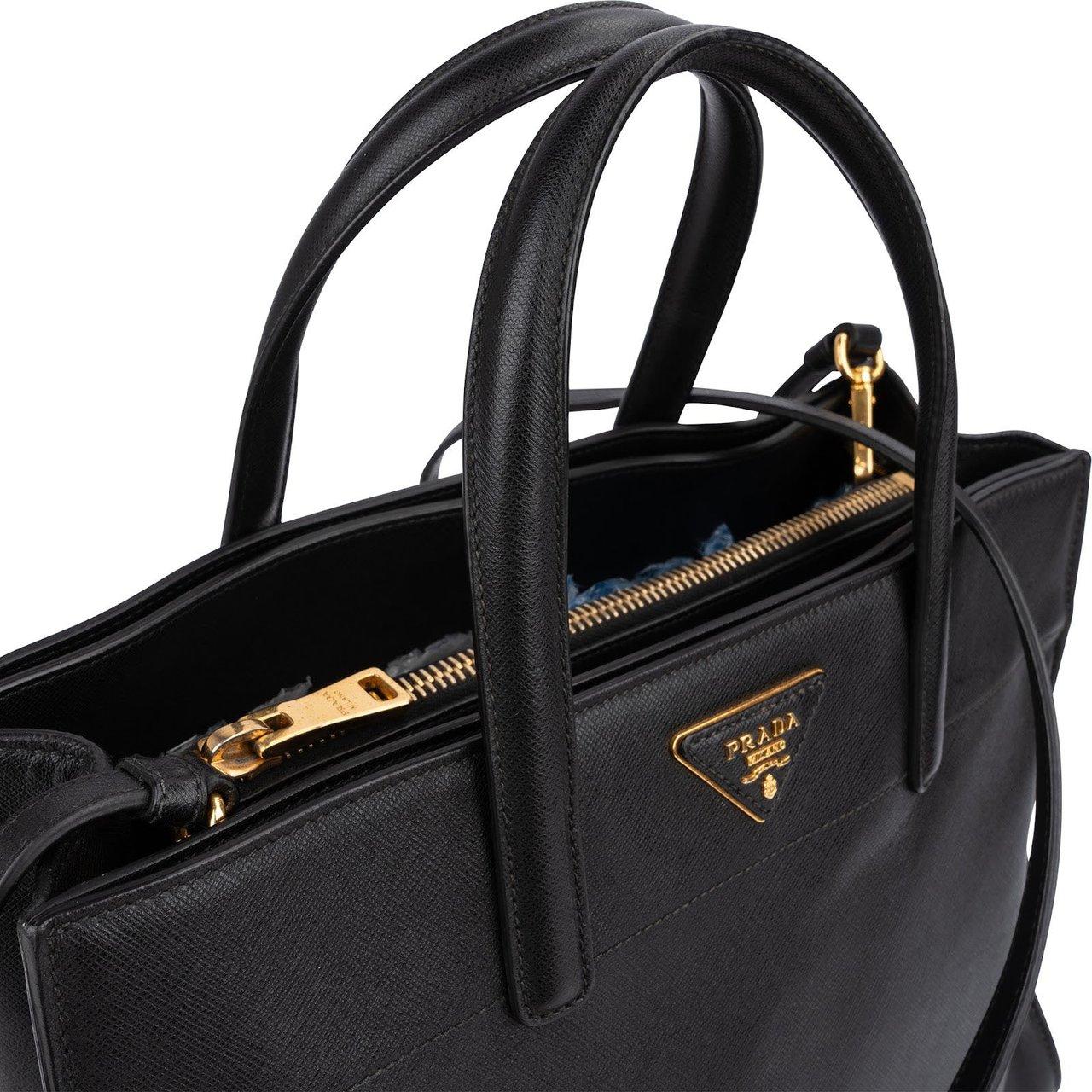 Prada Black Saffiano Leather Galleria Tote Handbag Zwart