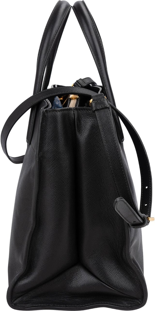 Prada Black Saffiano Leather Galleria Tote Handbag Zwart