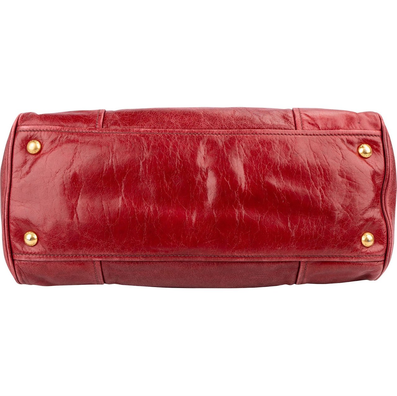 Prada Vitello Antic Leather Bauletto Handbag Rood